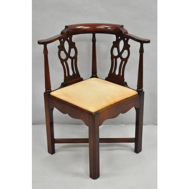 Mid 20th Century Vintage Hickory Chair Co Georgian Style Mahogany Corner Accent Side Chair For Sale - Image 12 of 12