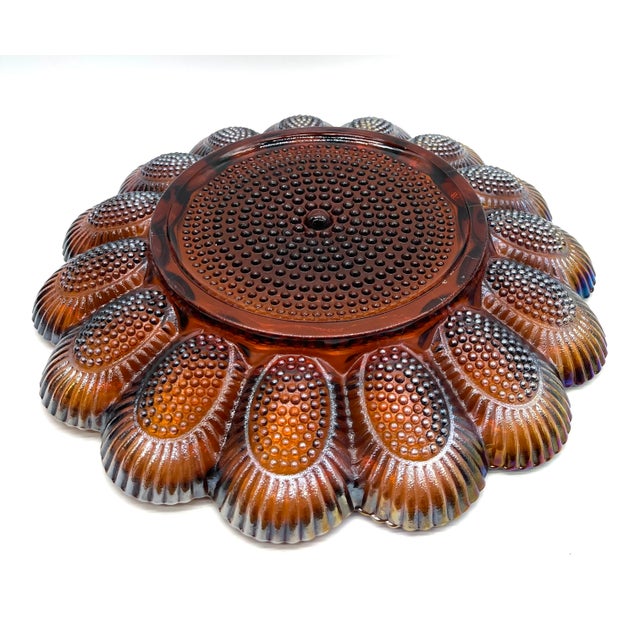 Vintage Iridescent Serving Plate from Indiana Glass & Co., 1970s For Sale - Image 10 of 17