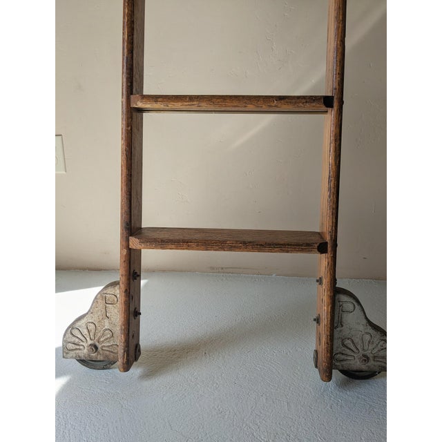 1920s Industrial Rolling Library Ladder by Putnam For Sale - Image 12 of 12