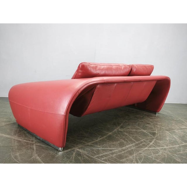 Gold Italian Red Leather Sofa by Divanotti, Postmodern, 1990s For Sale - Image 8 of 18