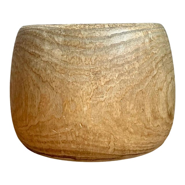 Vintage Wood Vessel Planter With Copper Insert For Sale
