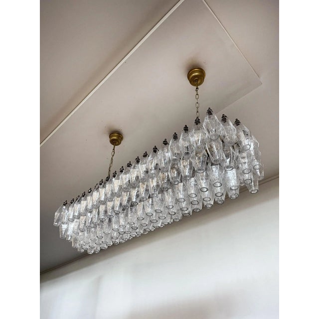 Mid-Century Modern Mid 20th Century Crystal Murano Poliedri 138 Transparent Glasses Chandelier by Carlo Scarpa For Sale - Image 3 of 11