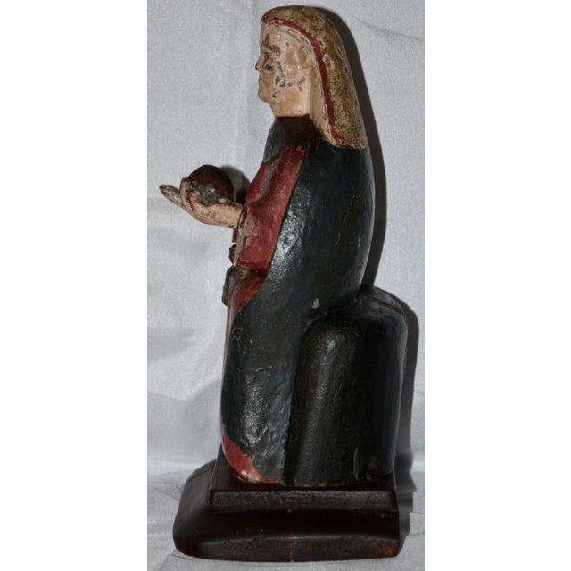 Wood Late 19th Century Hand-Carved Polychromed Montserrat Virgin Statue For Sale - Image 7 of 12