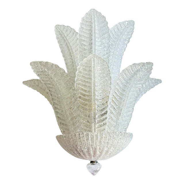 Venetian Transparent Graniglia Leaves Murano Glass Wall Sconce by Simoeng For Sale