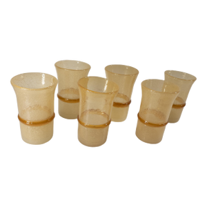 Mid-Century Set of 6 Modern Amber Brown Orange Tumbler Glasses