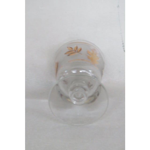 Libbey Glass Co. Mid Century Libbey Gold Leaf Frosted Golden Foliage Glass Cup For Sale - Image 4 of 7