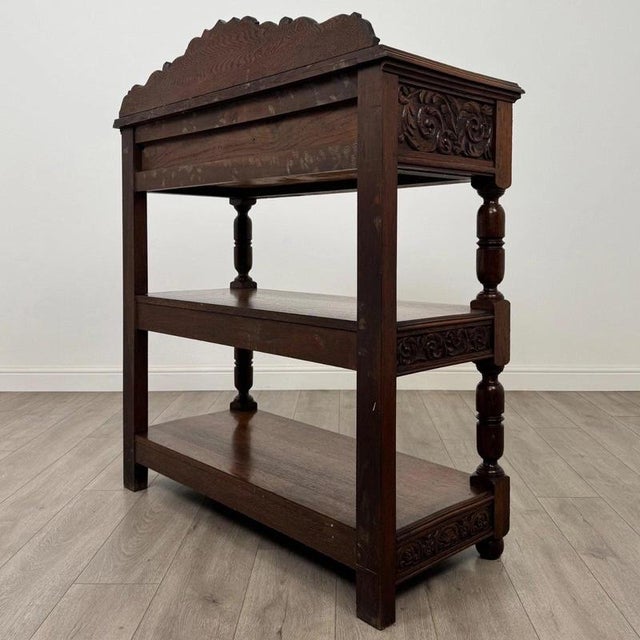 Antique English Carved Oak Buffet, 1800s For Sale - Image 9 of 12