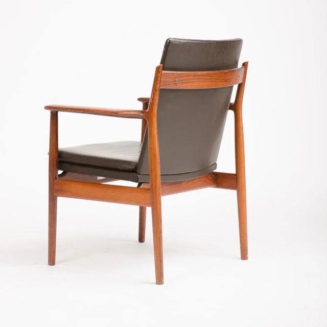 Brown A Danish Rosewood Chair With Leather Upholstery Designed by Arne Vodder for Sibast C 1950s For Sale - Image 8 of 9
