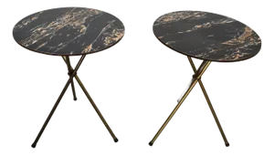 1950’s Mid-Century Modern Faux Marble & Brass Side Tables - A Pair