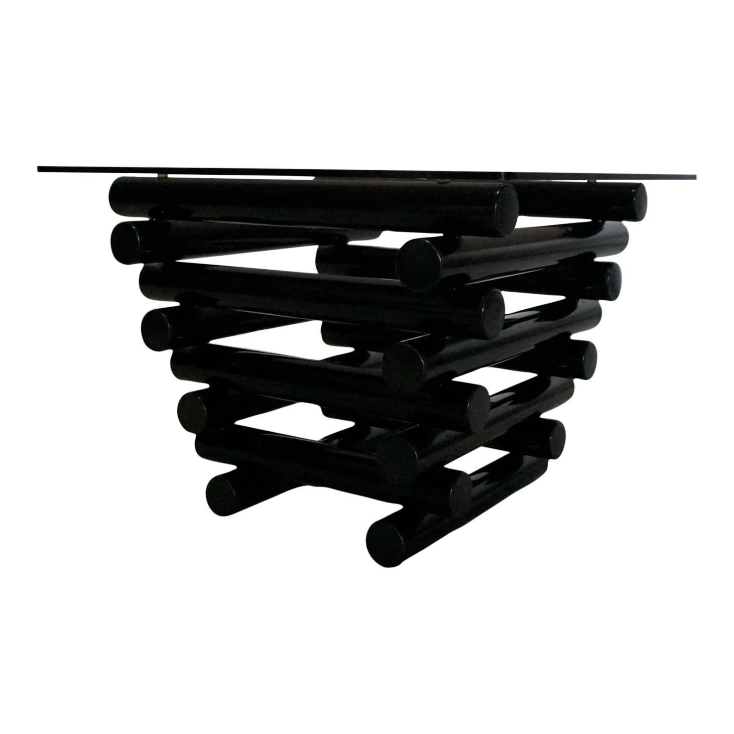 1980's Postmodern Stacked Tubular Metal Side Table | Chairish