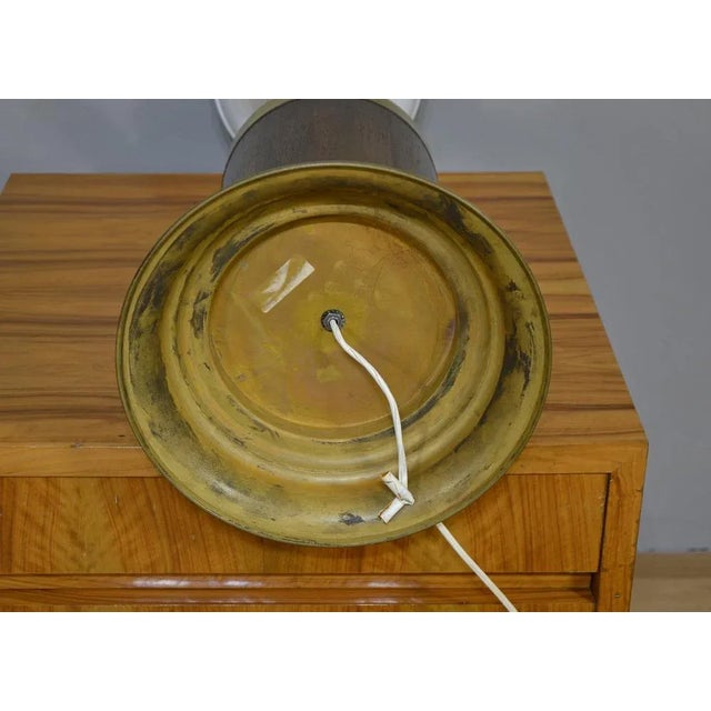 Wood Brass and Wood Table Lamp, Italy, 1970s For Sale - Image 7 of 8