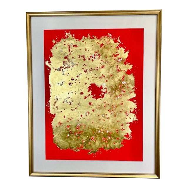 Contemporary Gold Leaf Painting, Modern Wall Art, Framed For Sale