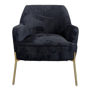 New Pacific Direct Arianna Black Velvet & Gold Accent Chair For Sale