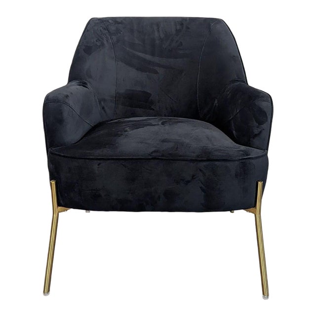 New Pacific Direct Arianna Black Velvet & Gold Accent Chair For Sale