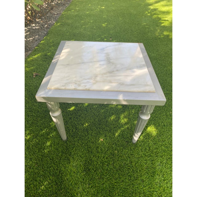 White 1960s Marble Top Drink Table For Sale - Image 8 of 11