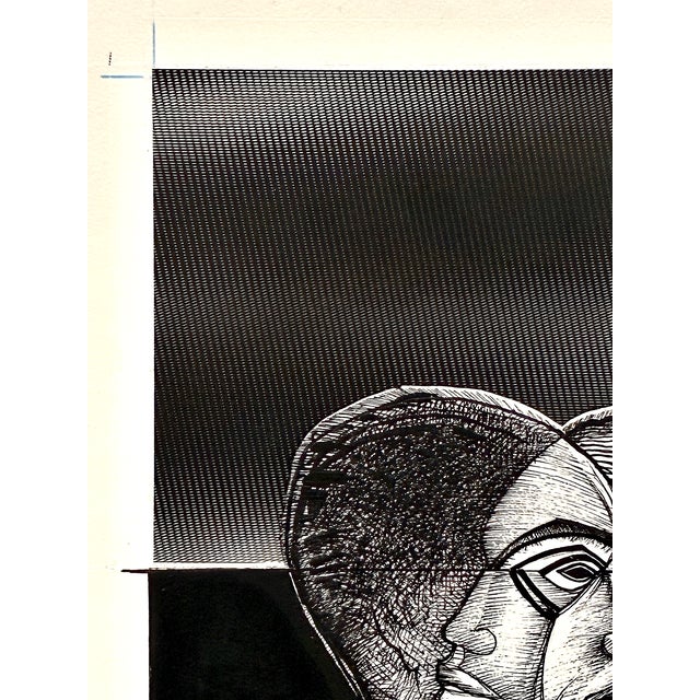Two Men Embracing Pen and Ink Drawing by Damballah Dolphus Smith (1943–1992) For Sale - Image 4 of 10