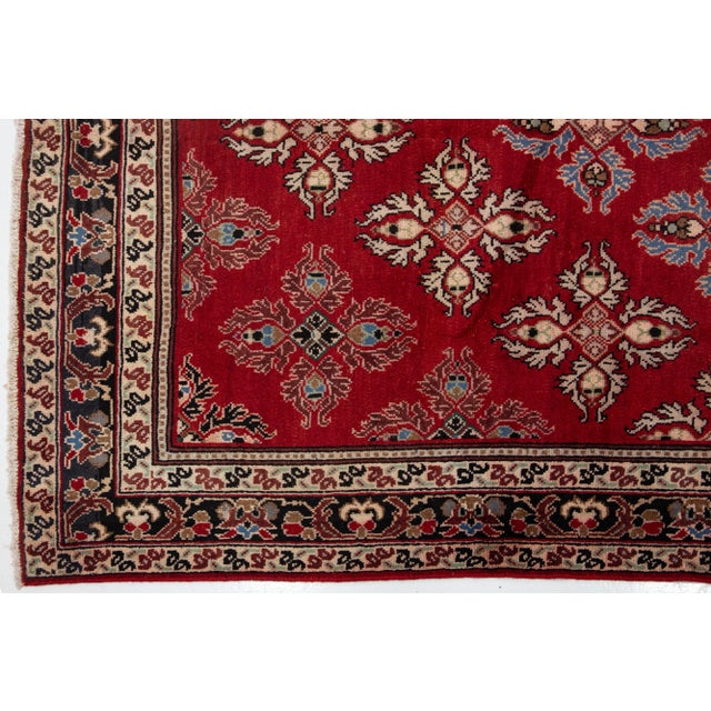 Textile Handmade Red Persian Wool Rug Vintage Kashan With Allover Pattern For Sale - Image 7 of 8