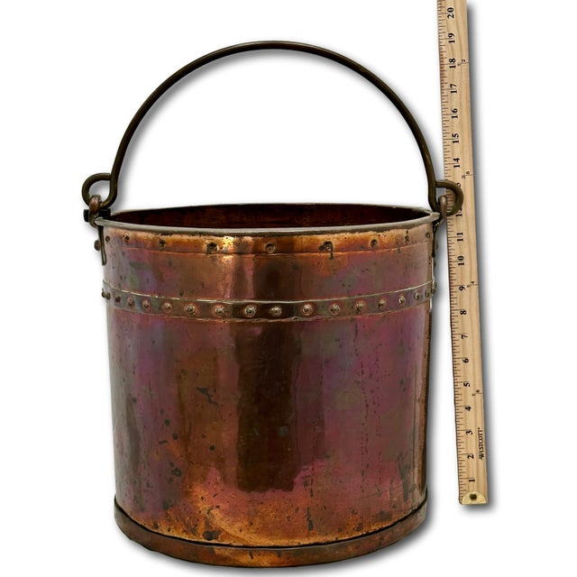 Outstanding & Rare Large Antique American Hand Wrought Heavy Solid Copper Farm Utility Pail - Bucket Dated 1849 For Sale - Image 4 of 18
