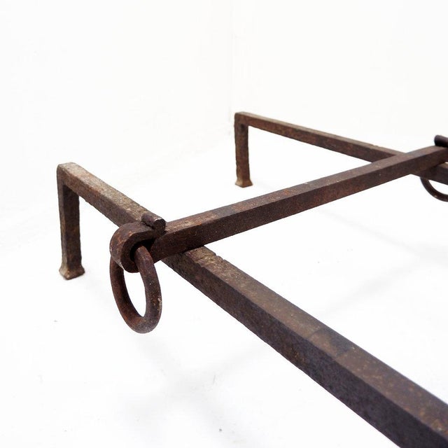 Antique Wrought Iron Andirons, 1890s, Set of 3 For Sale - Image 6 of 13