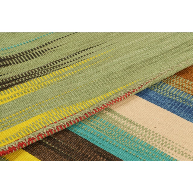 Textile Rug & Kilim’s Contemporary Kilim in Green With Colorful Geometric Patterns For Sale - Image 7 of 8