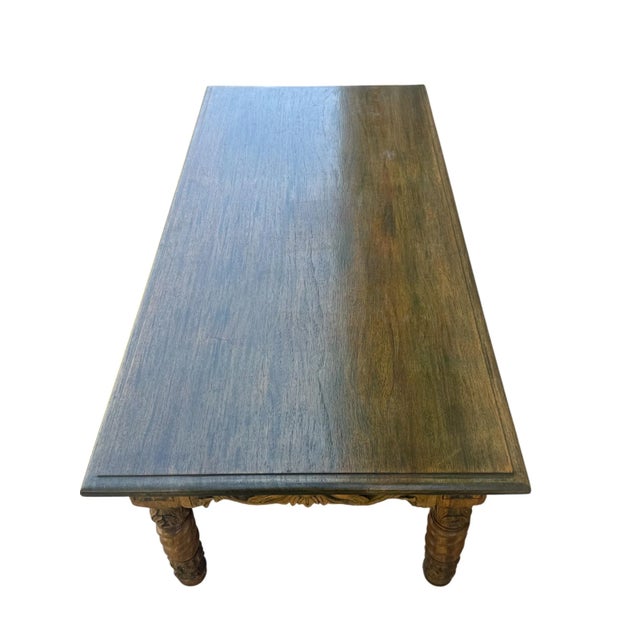 1920s Vintage Filipino Barley Twist Coffee Table With Intricate Carved Apron For Sale In Los Angeles - Image 6 of 14