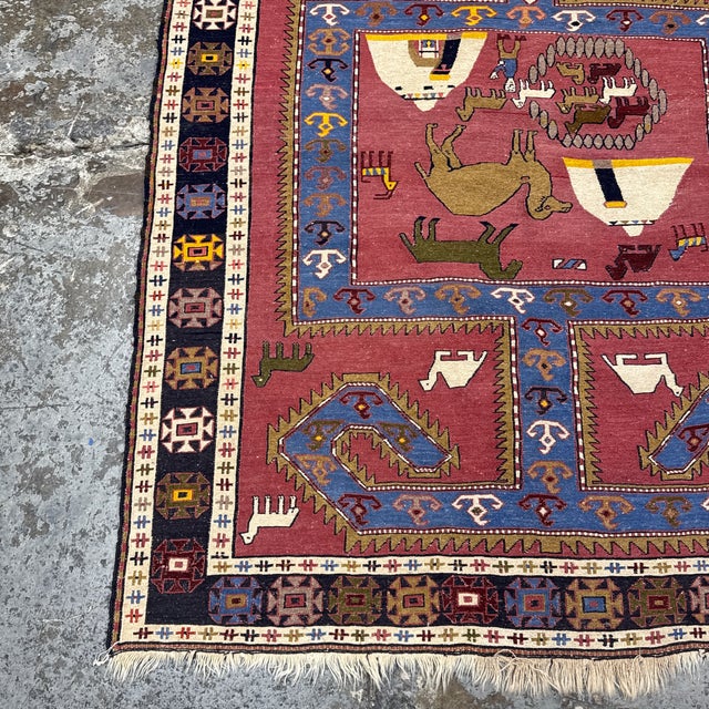 3ft 11in × 5ft 3in Azerbaijani Kilim Area Rug For Sale In San Francisco - Image 6 of 12