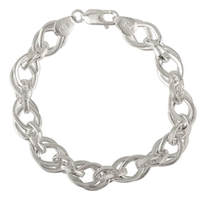 Unisex 925 Silver Cuban Link Heavy Byzantine Adjustable Bracelet by Carat&her