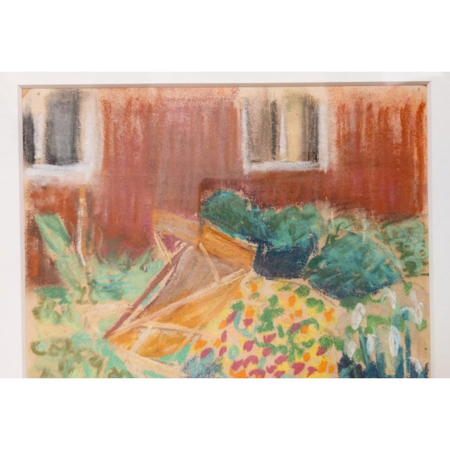 Drawing/Sketching Materials Mid-Century Modern Colorful New England Garden Abstract Oil Pastel, Signed For Sale - Image 7 of 10