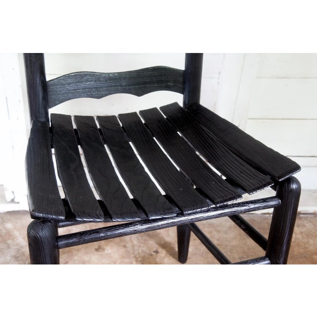 Wood 1930s Vintage Gothic Americana Oak LadderBack Accent Chair For Sale - Image 7 of 10