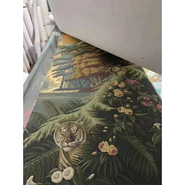 l'Eden Panoramic Murals Hand Painted Wallpaper on Gold Metallic Panel - 1 Panel For Sale - Image 10 of 12