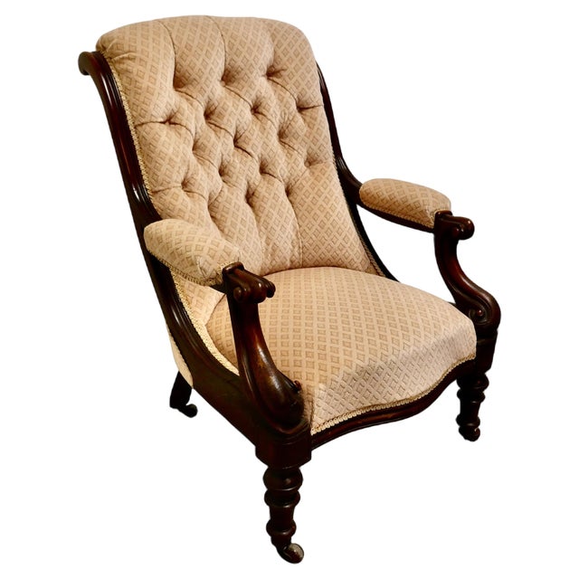 William IV Mahogany Button Back Chair, 1830s For Sale