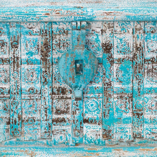 Vintage Blue Blanket Chest, 1940s For Sale - Image 9 of 10