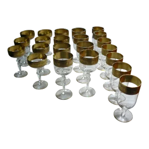 Early 20th Century Goldenrod by Glastonbury-Lotus Stemware- 22 Pieces