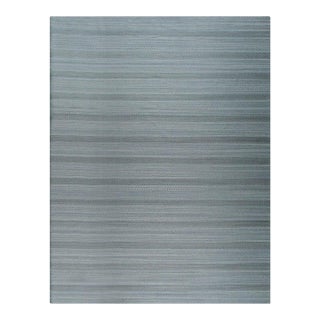 10x14 Gray Hand-Knotted Wool Striated Bands Geometric Modern Carpet Rug For Sale