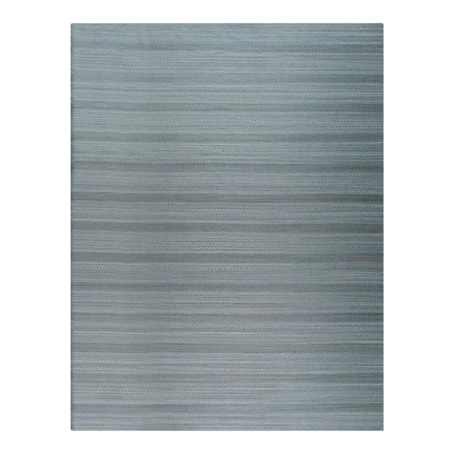 10x14 Gray Hand-Knotted Wool Striated Bands Geometric Modern Carpet Rug For Sale