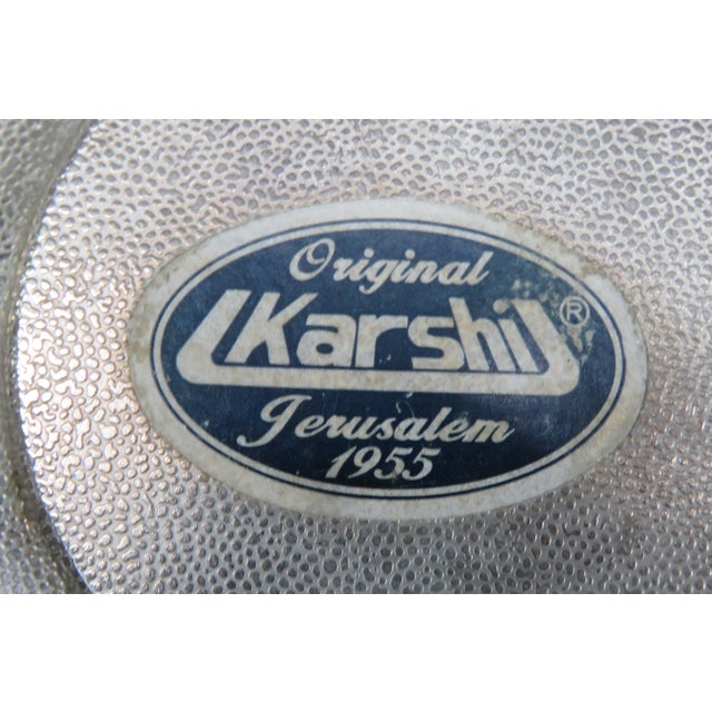 Late 20th Century Religious Karshi Kiddush Non Tarnish Metal Cup and Saucer 3pc Set With Original Box For Sale In Miami - Image 6 of 15