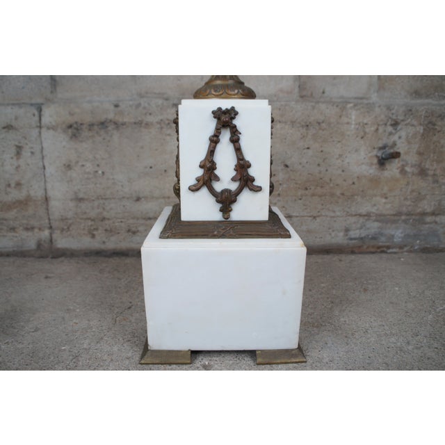 Antique French Neoclassical White Marble & Bronze Pedestal Sculpture Stand For Sale - Image 9 of 12
