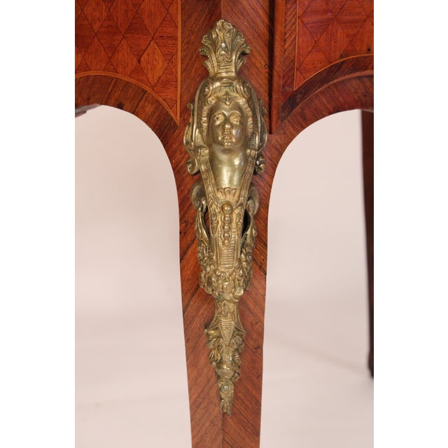 Antique Louis XV Style Bronze Mounted Leather Top Desk For Sale - Image 11 of 14
