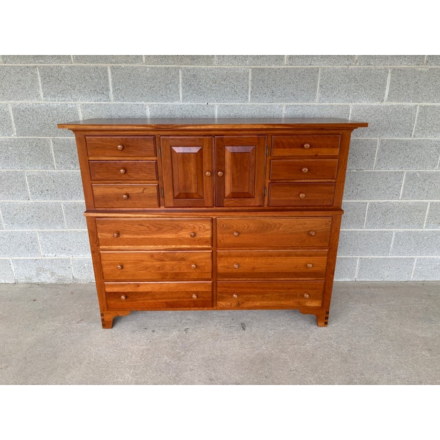 Chatam Reproductions Shaker Style 12 Drawer Cherry Mule Chest & Mirror For Sale - Image 4 of 15