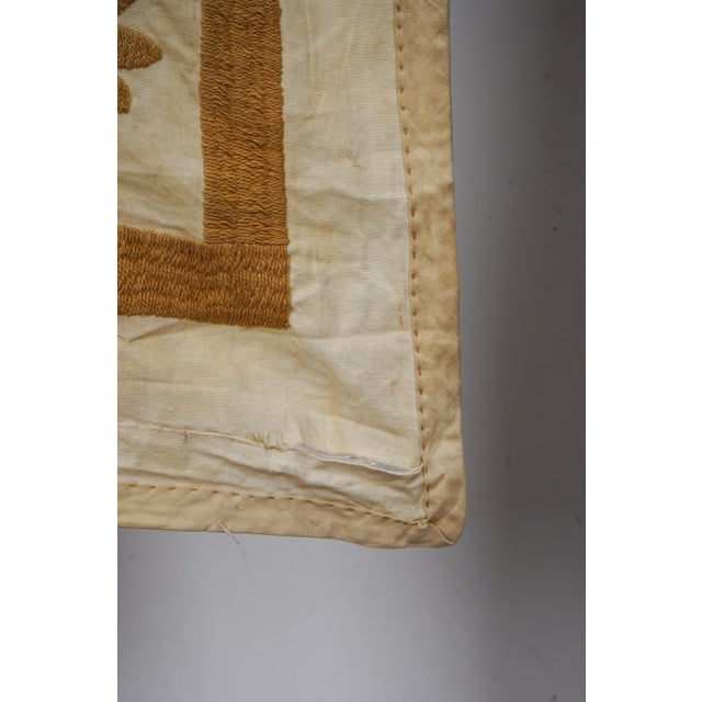 Textile Caramel Toned Suzani Throw Blanket | Hand Embroidered Boho Wall Art 4'4'' X 5'2'' For Sale - Image 7 of 14
