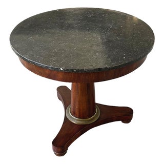 Empire Marble & Mahogany Round Pedestal Table For Sale