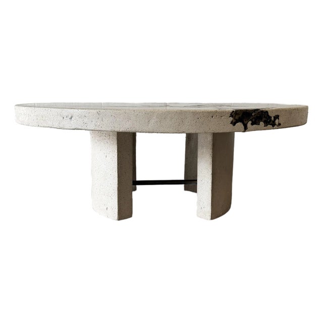 Late 20th Century Silas Seandel Signed "Terra" Cast Concrete and Bronze Coffee or Cocktail Table For Sale
