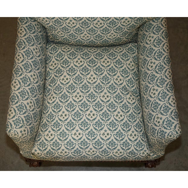 Claw & Ball Feet Armchair with Ticking Fabric For Sale - Image 9 of 18