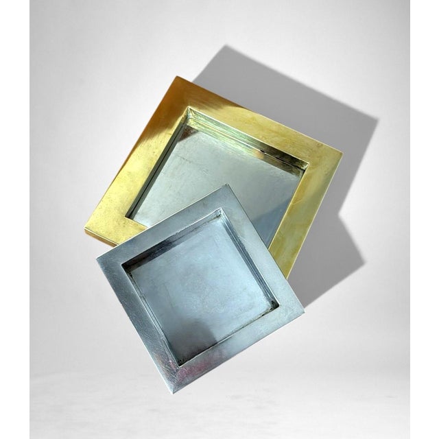 Metal Romeo Rega Style Italian Steel and Brass Ashtray For Sale - Image 7 of 17