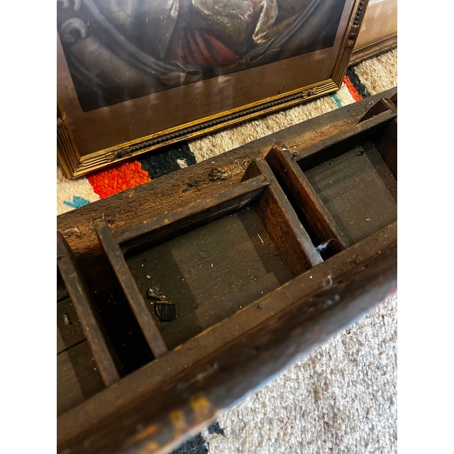 1970s Wooden Vintage Red Shelf With Carved Details and Drawers For Sale - Image 5 of 8