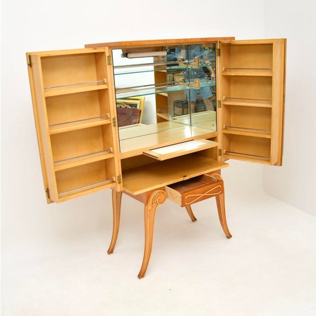 Mid-Century Modern Art Deco Burr Walnut Cocktail Cabinet from Hille, 1930s For Sale - Image 3 of 12