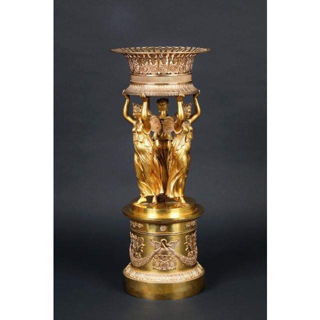 Gold Antique Gilded Bronze Centerpiece Empire, France, 1825 For Sale - Image 8 of 18