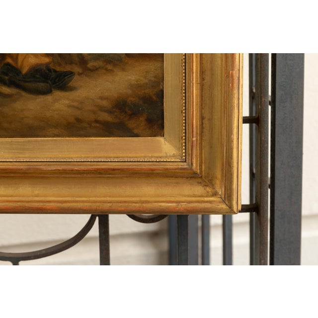 English 1880s Oil on Canvas Painting of a Boy with His Dog in Antique Gilt Frame For Sale - Image 11 of 12