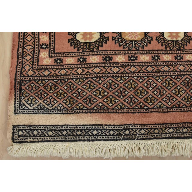 Pink Bokhara Rug 3’11” X 6’6” Pink Wool Tribal Hand-Knotted Oriental Carpet For Sale - Image 8 of 11