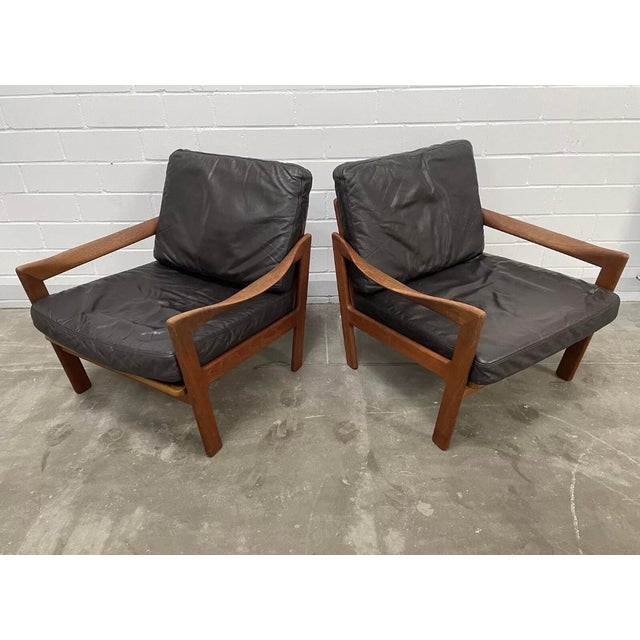 Set of Danish Teak Leather Armchairs by Illum Wikkelsø for Niels Eilersen, 1960s For Sale - Image 18 of 18